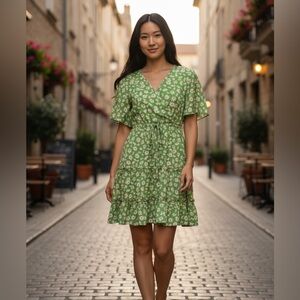 anna-kaci - NWT - Chic Green Floral Mini Dress